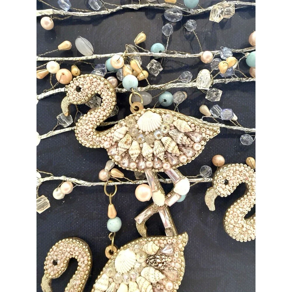 Tommy Bahama Christmas Flamingo Garland Wired Beaded Shells 72